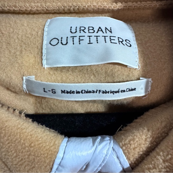 Urban Outfitters Tan Fleece Pullover Snap Neck Sweatshirt Cozy Neutral L - Picture 4 of 8